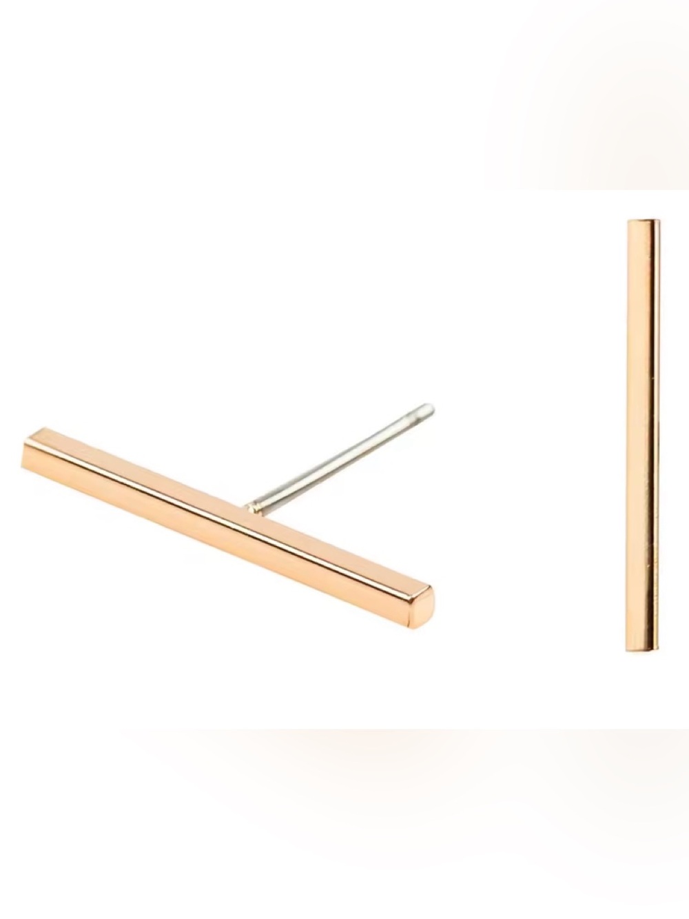 Gold Straight Bar Minimalist Stud Earrings